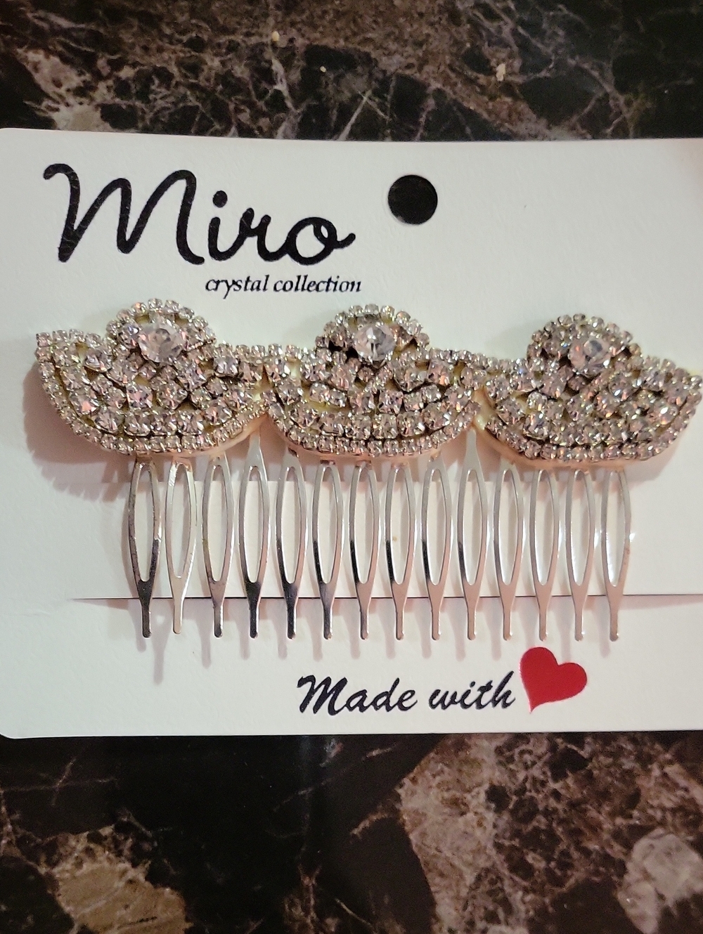 MIRO Crystal Embellished Hair Comb in Clear and Gold-Tone